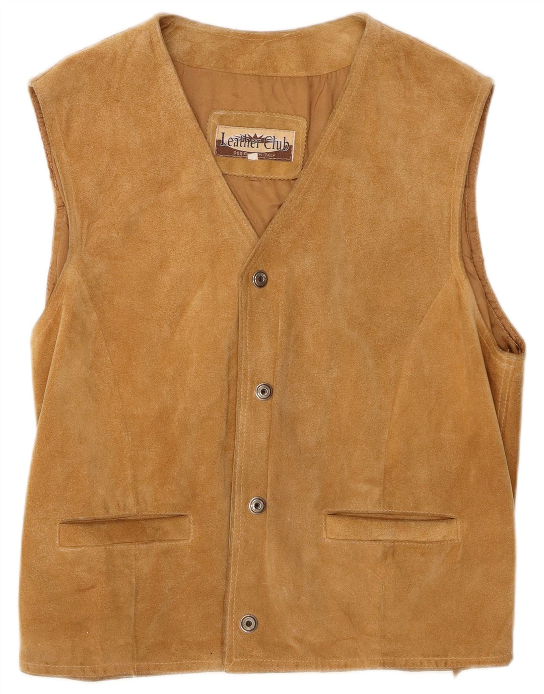VINTAGE Gilet en Daim Homme IT 50 Cuir Beige Moyen