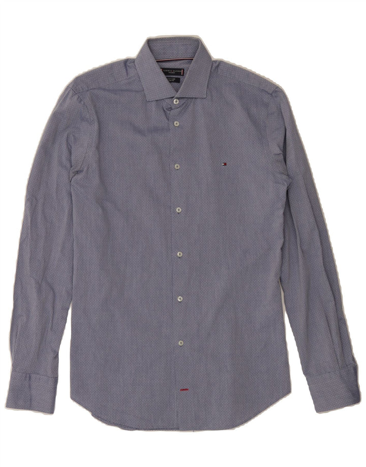 TOMMY HILFIGER Mens Easy Care Shirt Size 38 15 Medium Blue Spotted Vintage Tommy Hilfiger and Second-Hand Tommy Hilfiger from Messina Hembry 