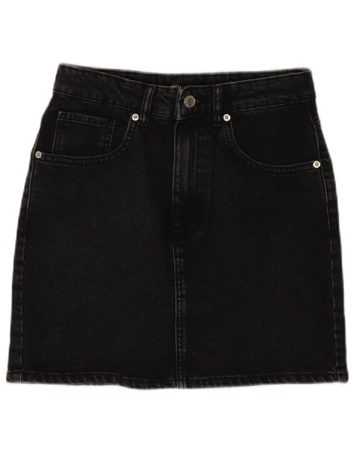 Zara Femme Mini Jupe En Jean Petit W26 Gris Coton
