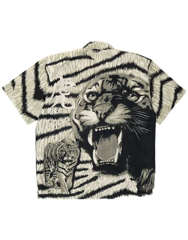 Chemise graphique vintage à manches courtes pour hommes 2XL Polyester imprimé animal vert