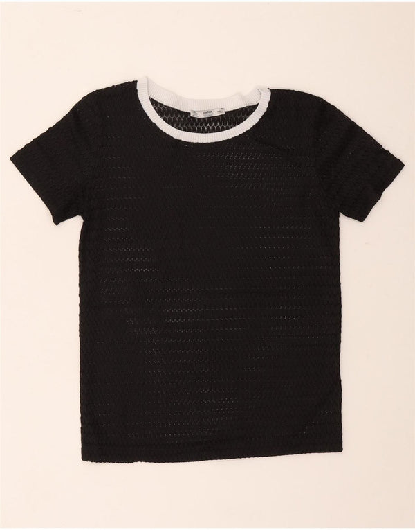 Zara Womens See Through T-Shirt Top UK 10 Petit Noir