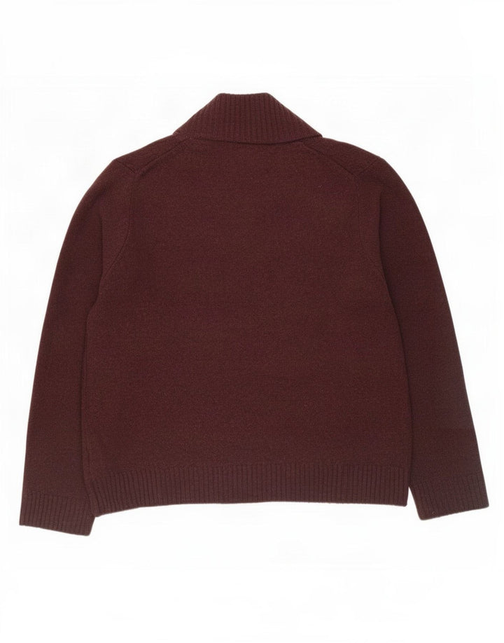 Marks & Spencer Pull à col zippé pour homme en laine bordeaux moyen