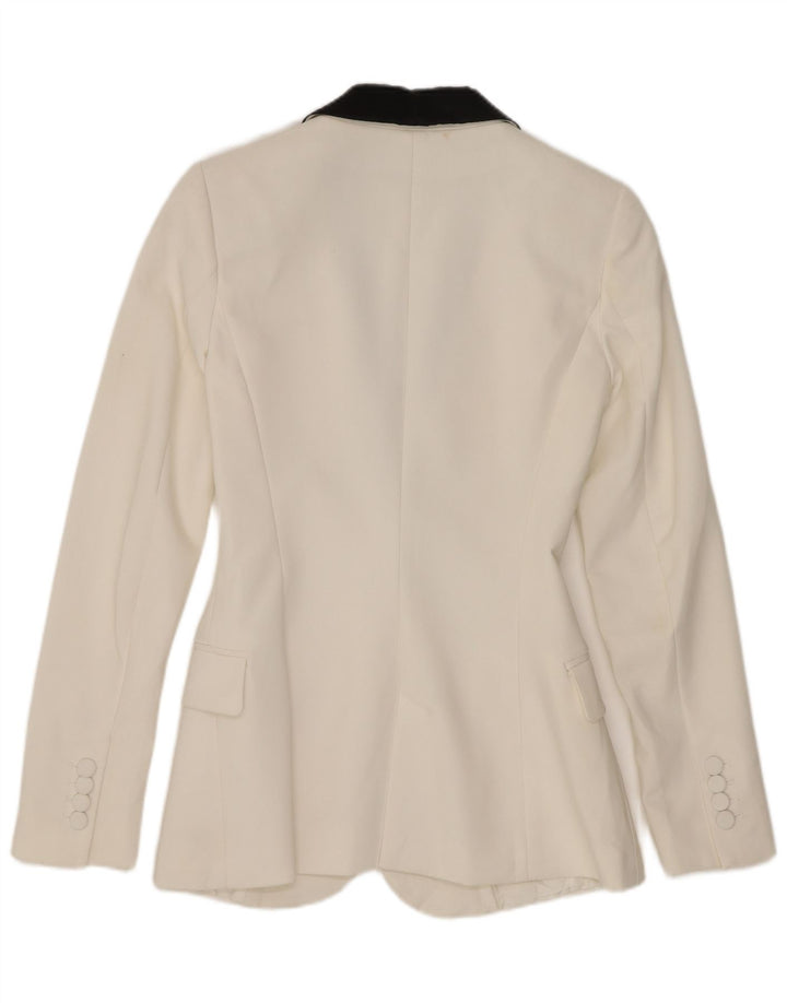 Zara Veste blazer à 2 boutons pour femme UK 6 XS Blanc Colorblock Polyester