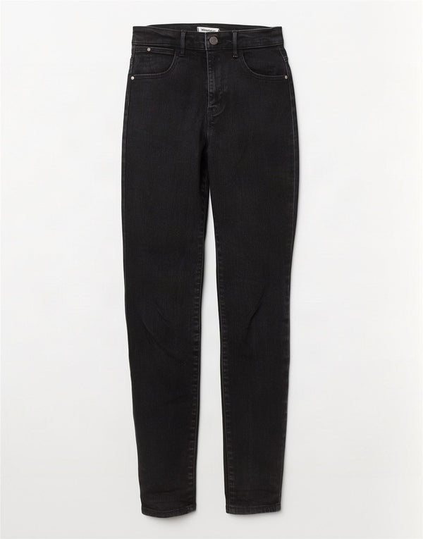 Wrangler Jean skinny taille haute W25 L28 en coton noir pour femme