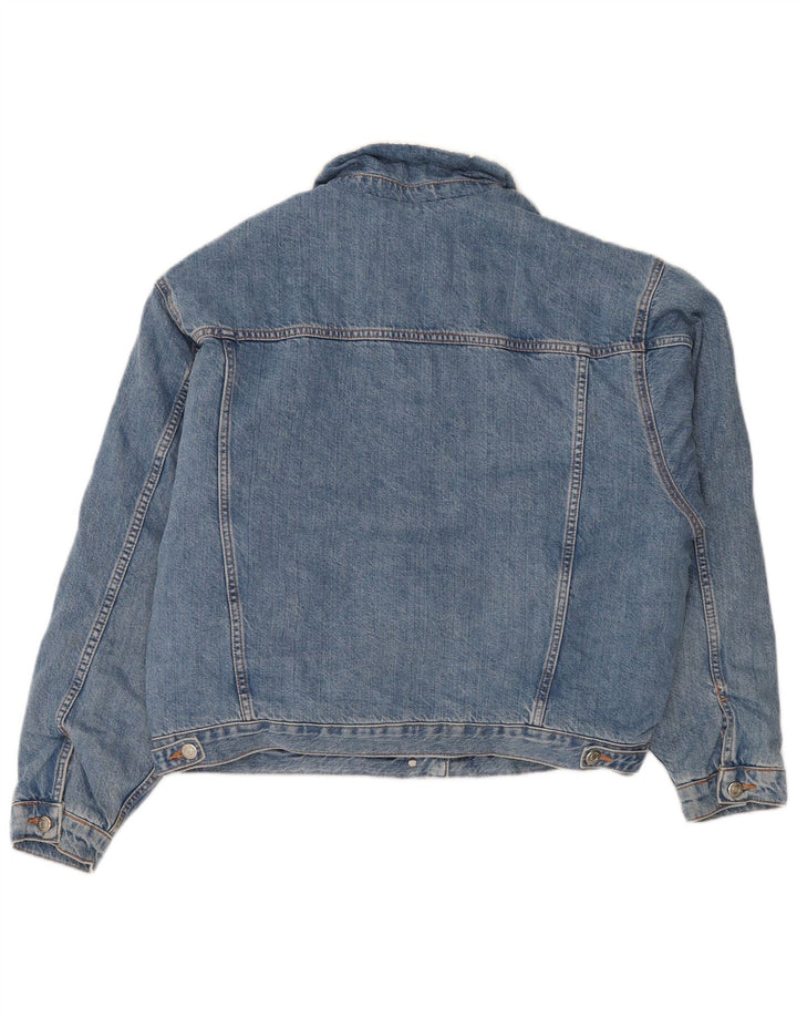 Topshop Veste Sherpa en jean surdimensionnée pour femme UK 10 Petit coton bleu