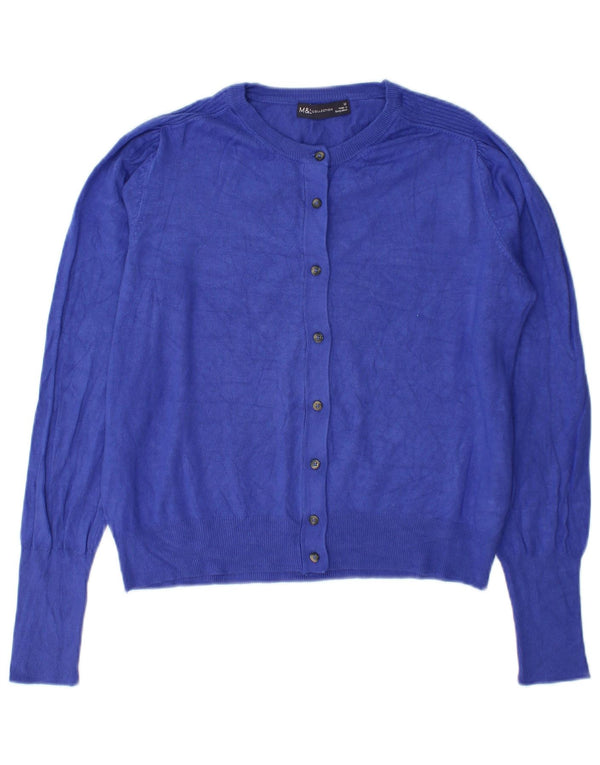 Marks & Spencer Pull Cardigan Femme UK 12 Bleu Moyen Viscose