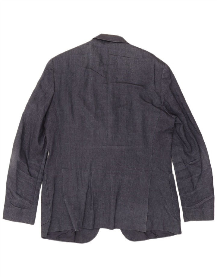 MASSIMO DUTTI Veste Blazer 3 Boutons Homme EU 54 XL Bleu Marine Laine