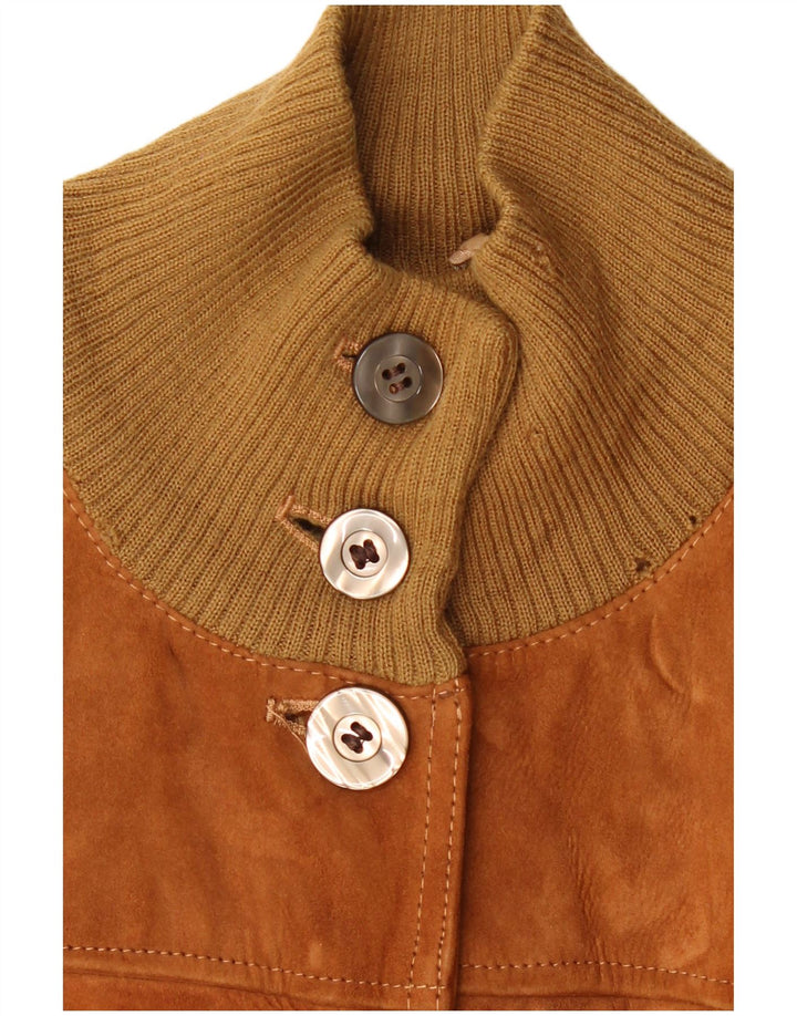 vintage Femme Daim Bomber Jacket IT 48 XL Cuir Marron