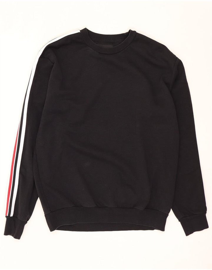 Zara Homme Sweatshirt Jumper Grand Coton Rayé Noir