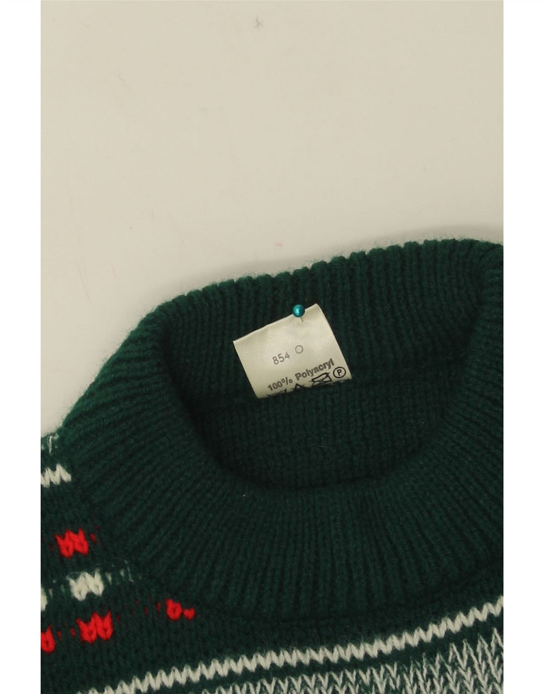 Dralon Pull à col rond pour homme Petit Vert Fair Isle Polyacrylique