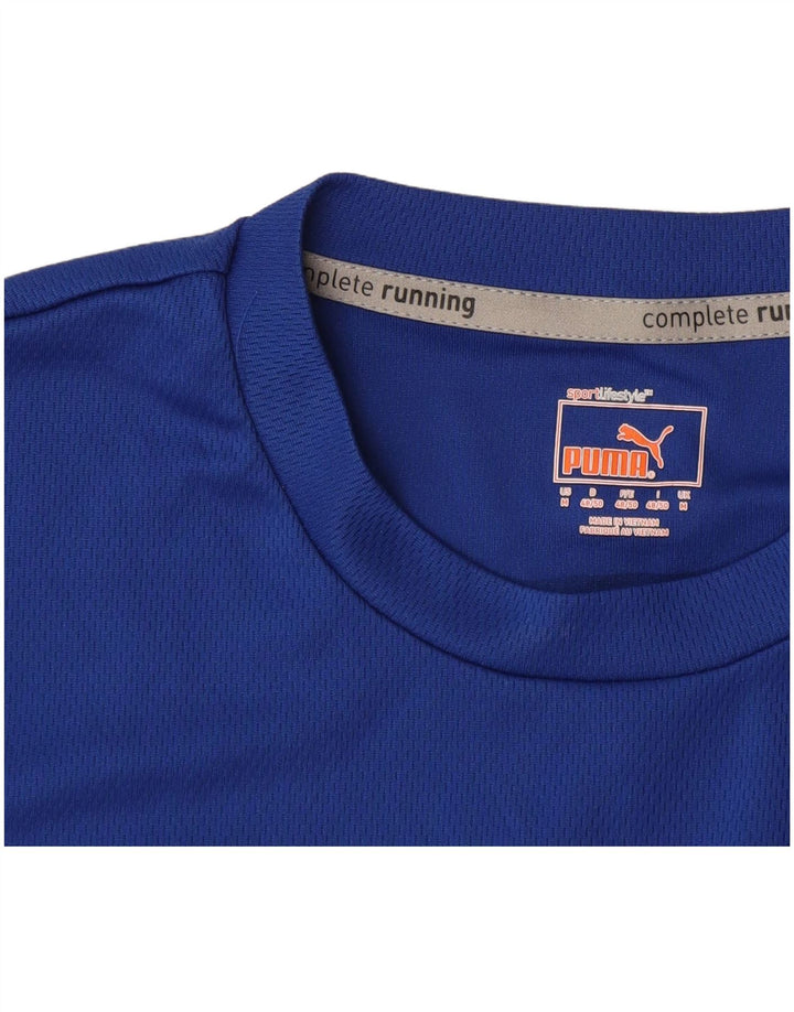Puma T-Shirt de Running Homme Bleu Moyen Colourblock