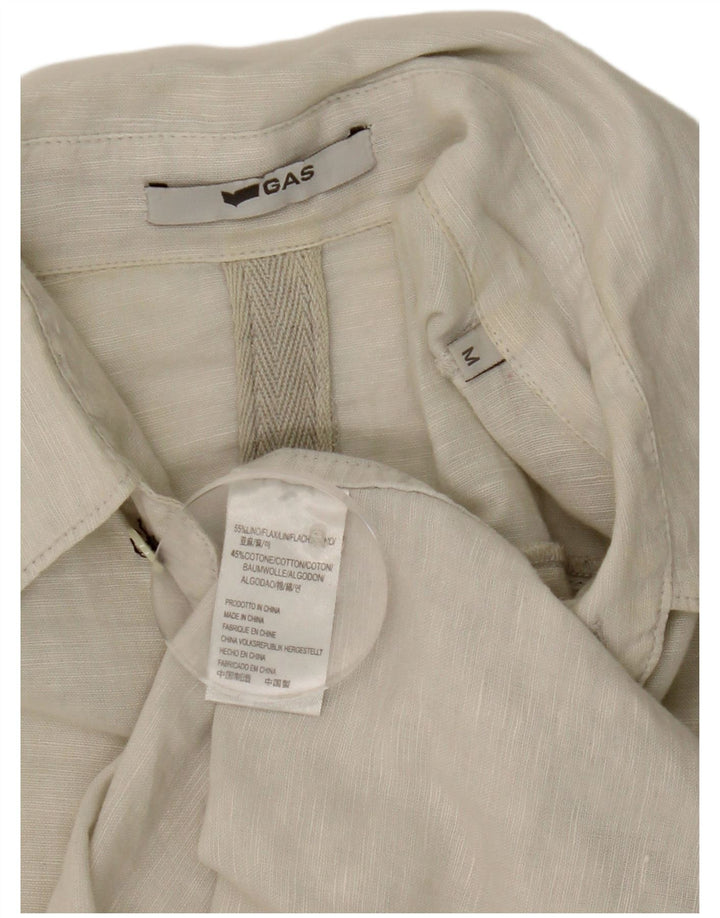 Gas Chemise à Manches Courtes Homme Lin Beige Moyen