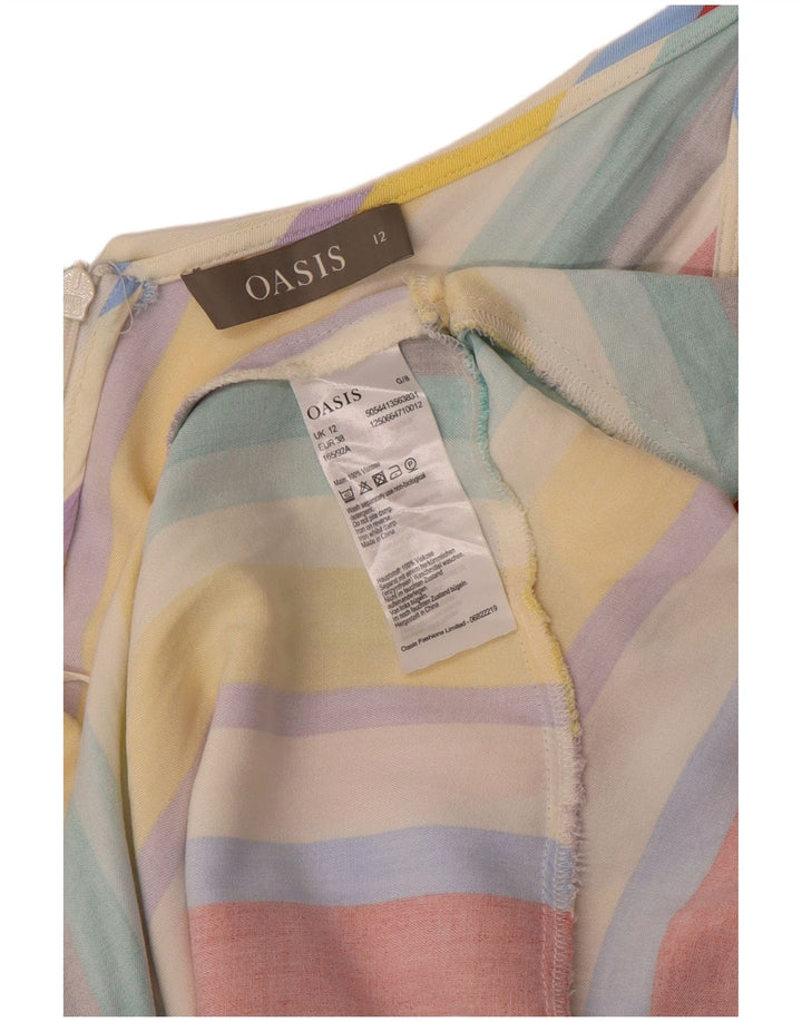 Oasis Robe d'été pour femme UK 42 Medium Multicolore Rayé Viscose