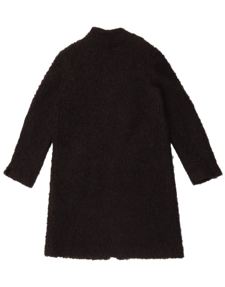 Zara Womens Teddy Open Overcoat UK 14 Moyen Noir Acrylique
