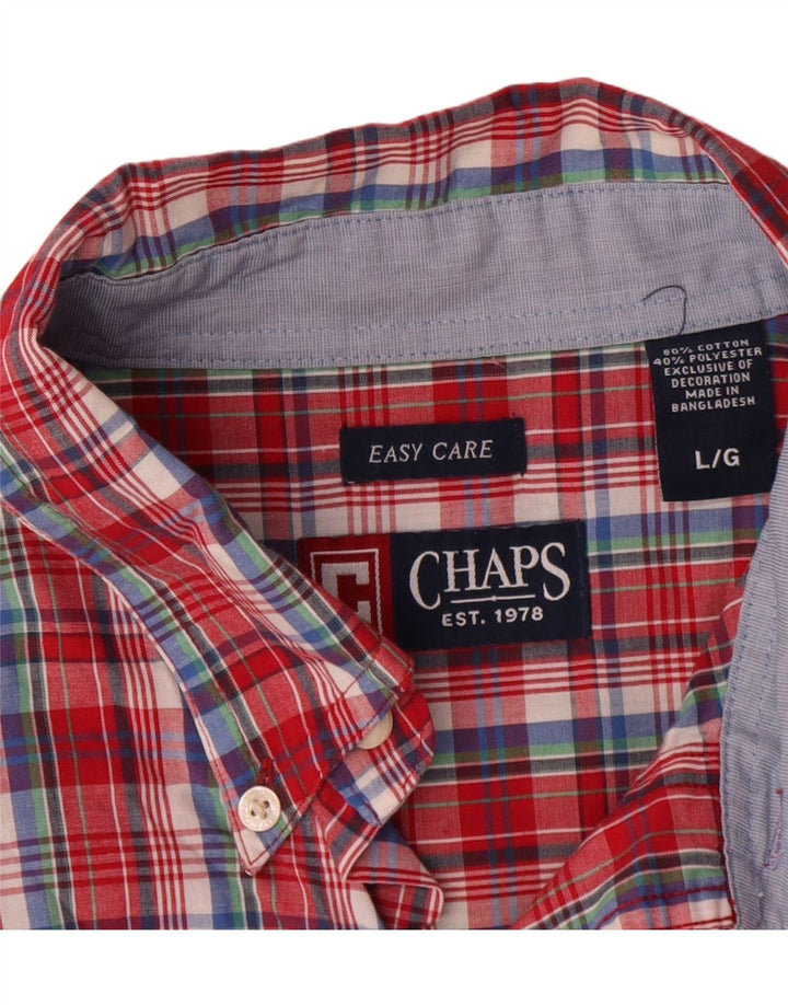 Chaps Chemise à manches courtes pour homme en coton à carreaux rouges