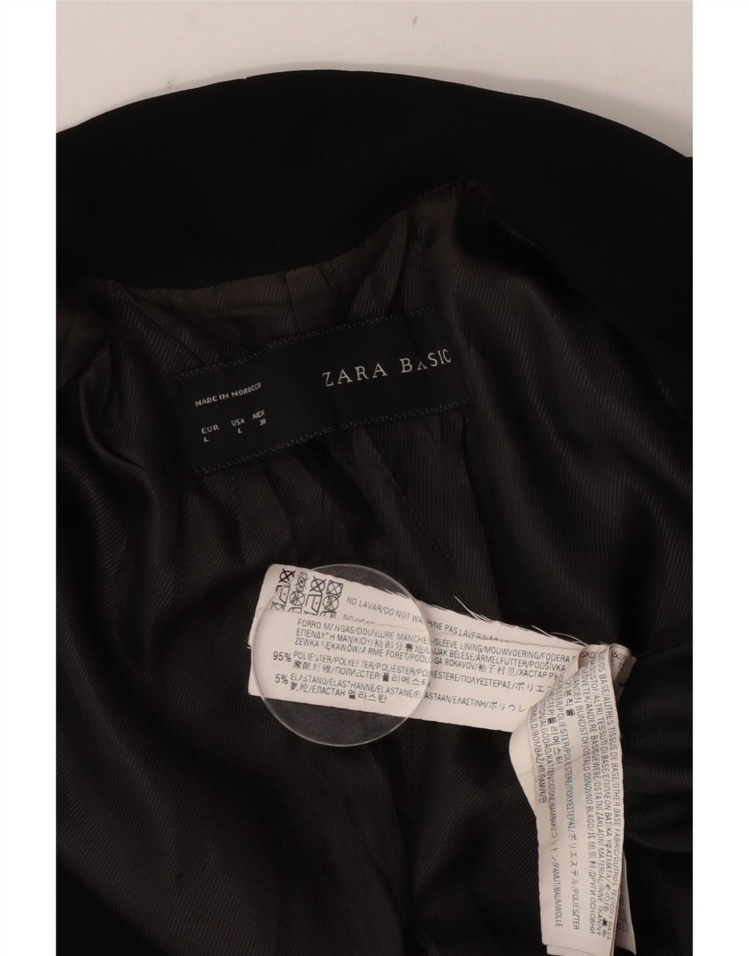 Zara Veste blazer ouverte asymétrique pour femme UK 16 Large Noir Polyester