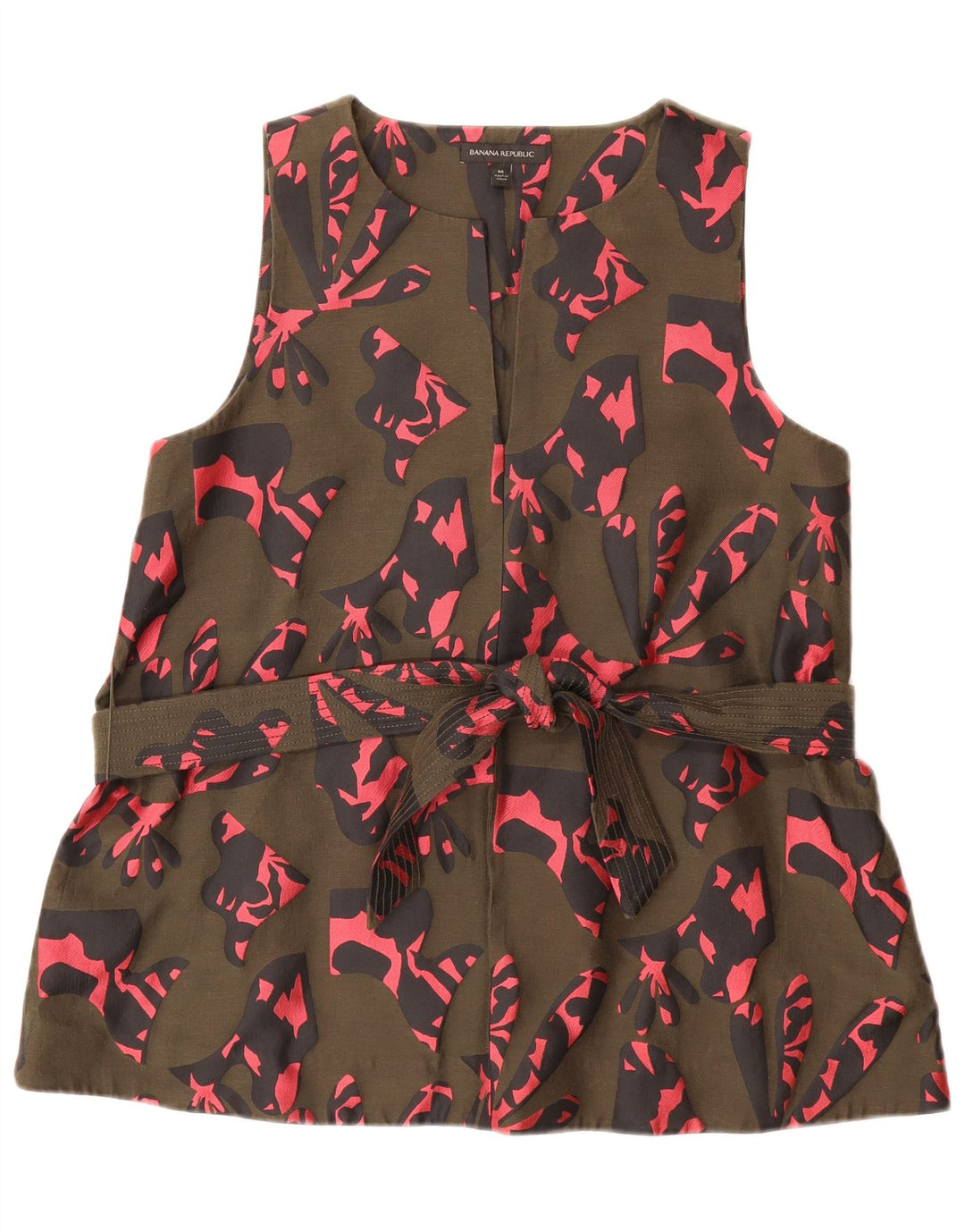 BANANA REPUBLIC Chemisier à motif abstrait pour femme UK 44 Kaki moyen