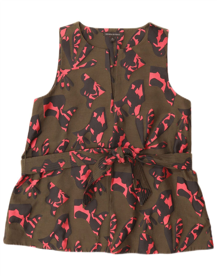 BANANA REPUBLIC Chemisier à motif abstrait pour femme UK 44 Kaki moyen