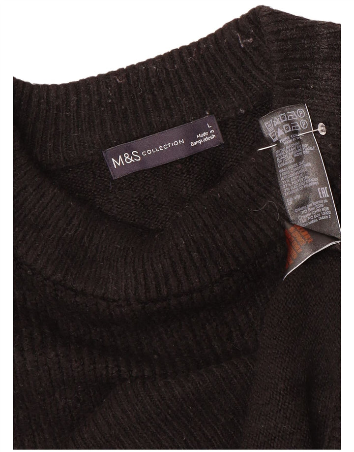 Marks & Spencer Pull surdimensionné à col rond pour femme UK 16 Large Noir