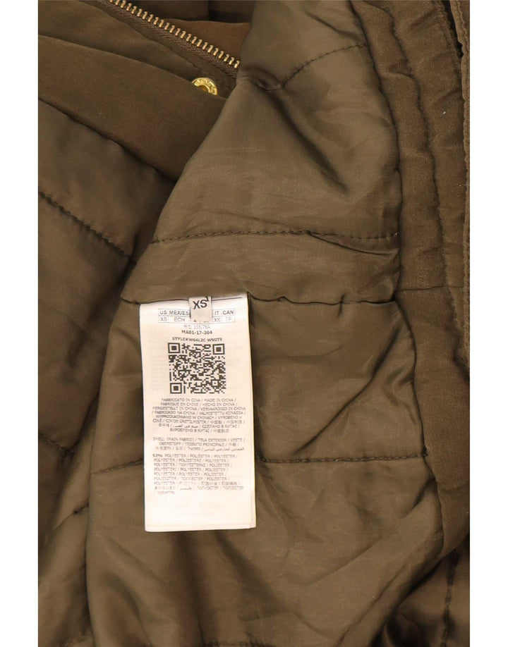 Guess Veste Parka surdimensionnée à capuche pour femme UK 6 XS Kaki Polyester