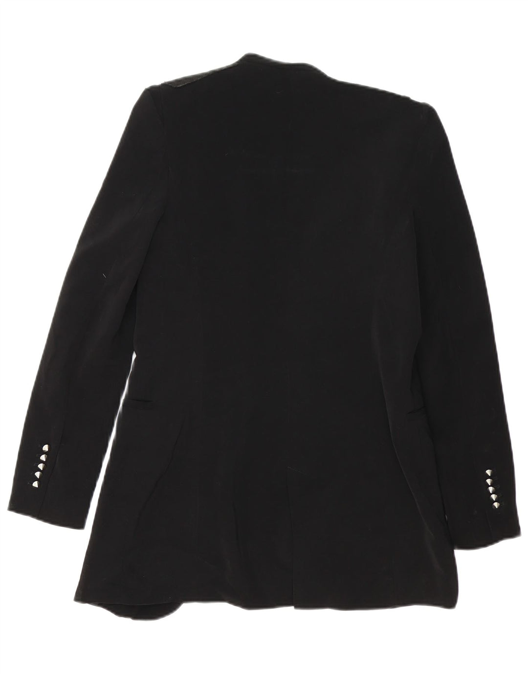 ZARA Femme Veste Blazer Ouverte Longue UK 10 Petit Acétate Noir