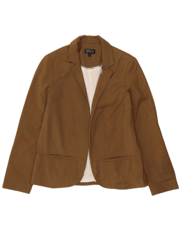 Topshop Veste blazer surdimensionnée ouverte pour femme UK 10 Petit Marron Polyester