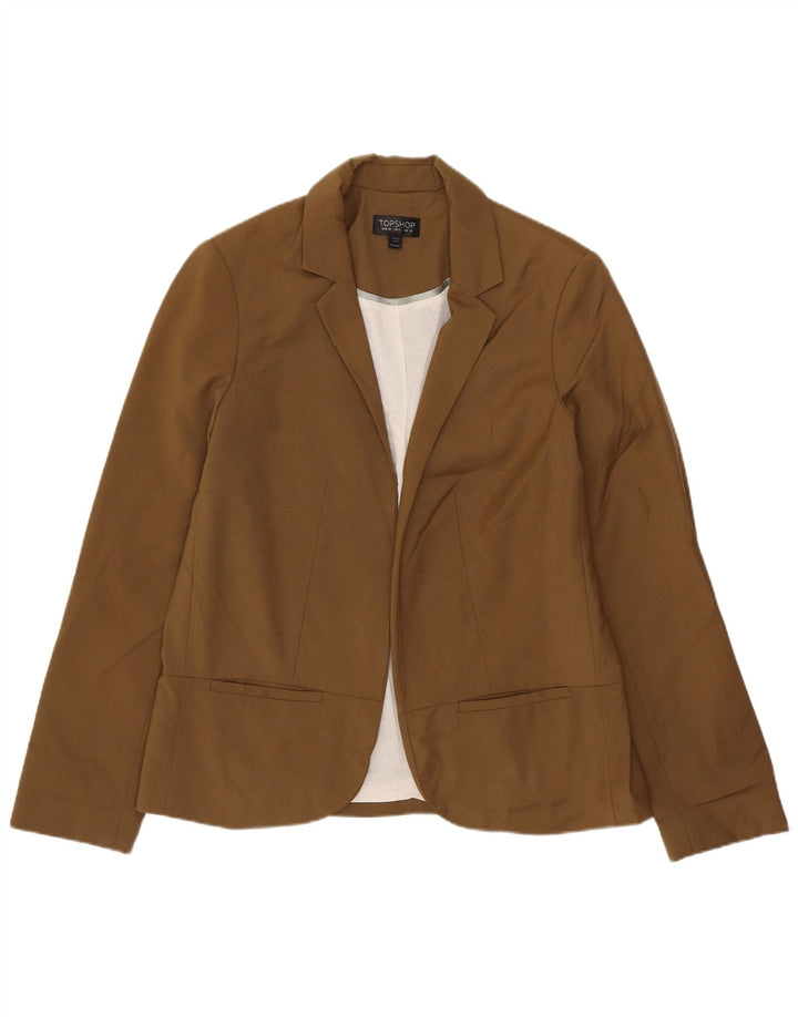 Topshop Veste blazer surdimensionnée ouverte pour femme UK 10 Petit Marron Polyester