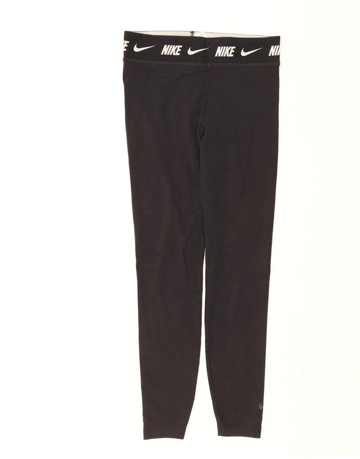 NIKE Legging graphique coupe ajustée pour femme UK 12 coton noir moyen