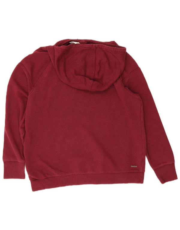 Reebok Pull à capuche surdimensionné graphique pour femme UK 8/10 Petit coton bordeaux