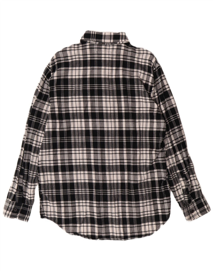 ORIGINAL USE Chemise en flanelle pour homme en coton à carreaux noirs moyens