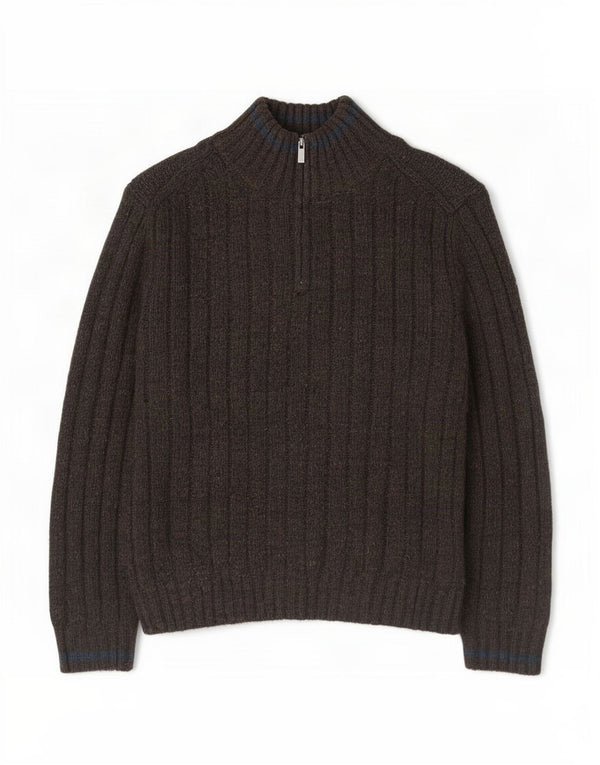 Marks & Spencer Pull à col zippé pour homme en acrylique moucheté marron grand