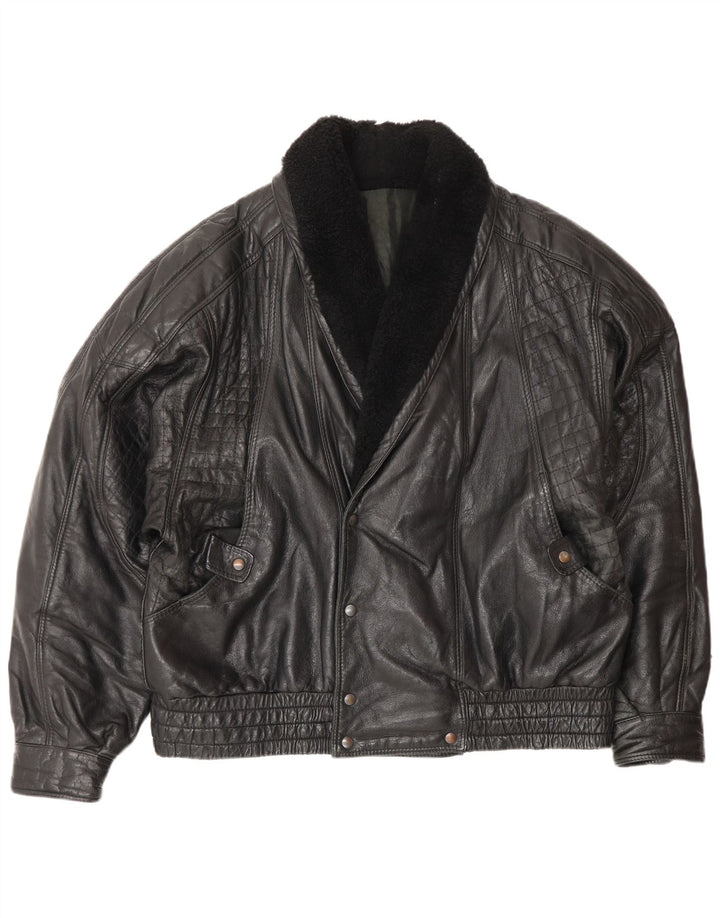 veste en cuir homme vintage IT 52 XL Noir