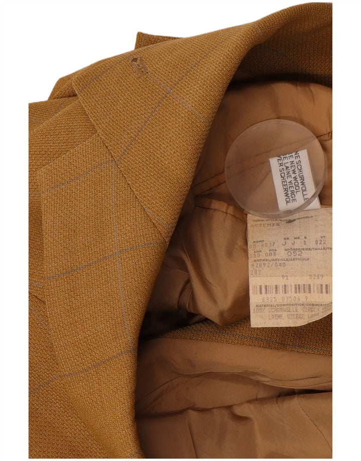 HUGO BOSS Veste Blazer 3 Boutons Homme IT 52 XL Jaune à Carreaux Laine Vierge