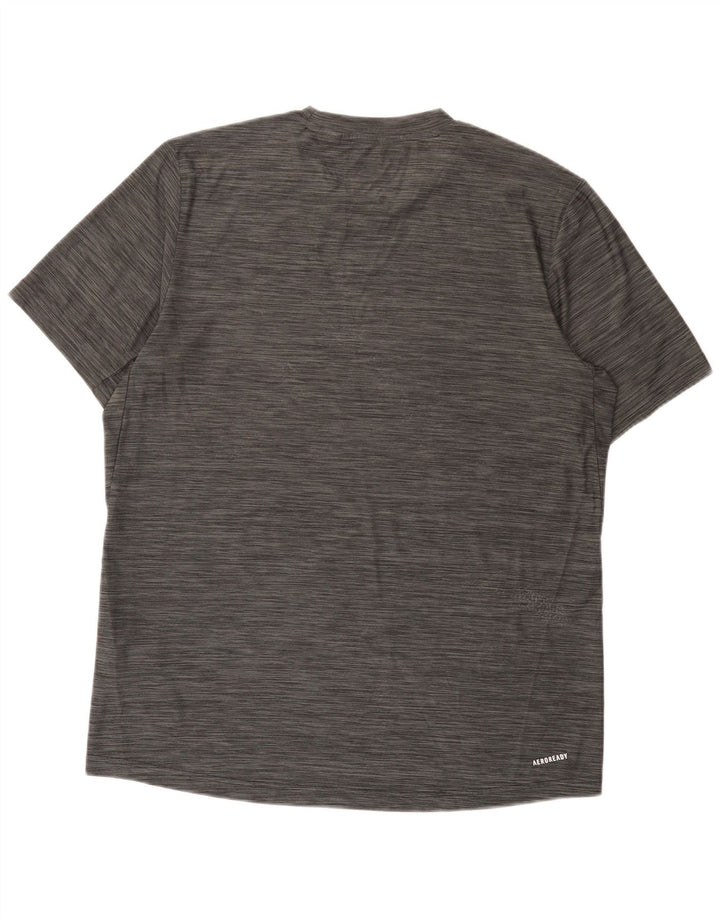 Adidas Homme Aeroready T-Shirt Top Gris Moyen Moucheté Polyester