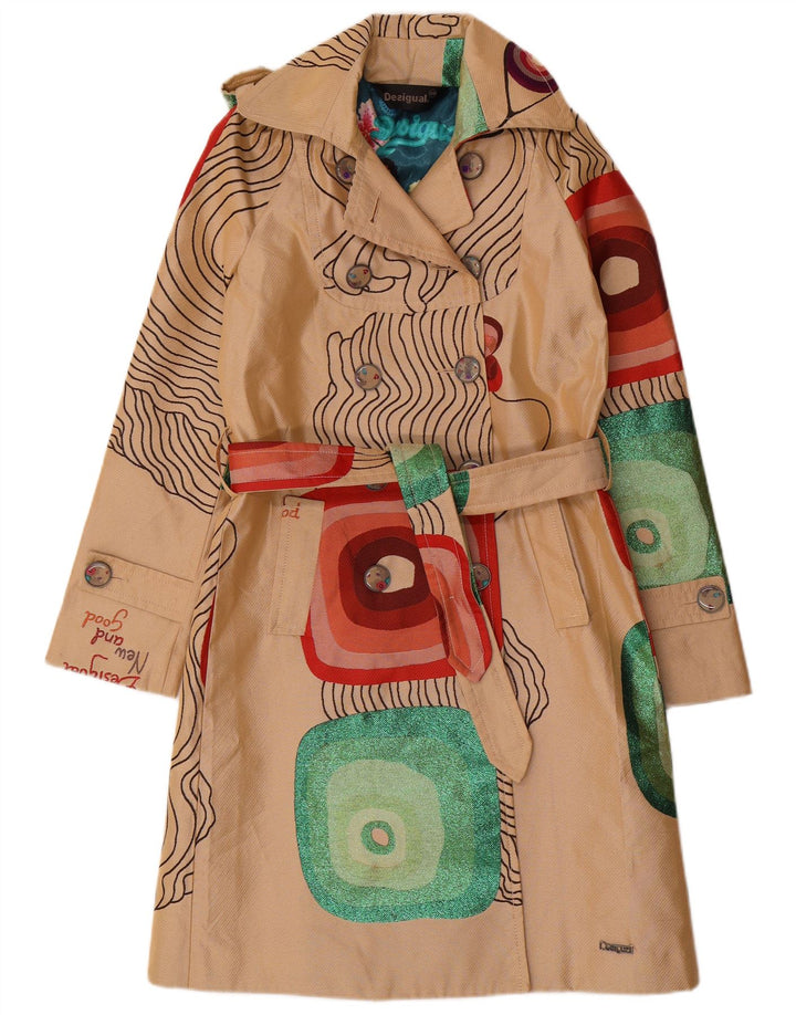 Desigual Trench graphique pour femme EU 38 Polyester géométrique beige moyen