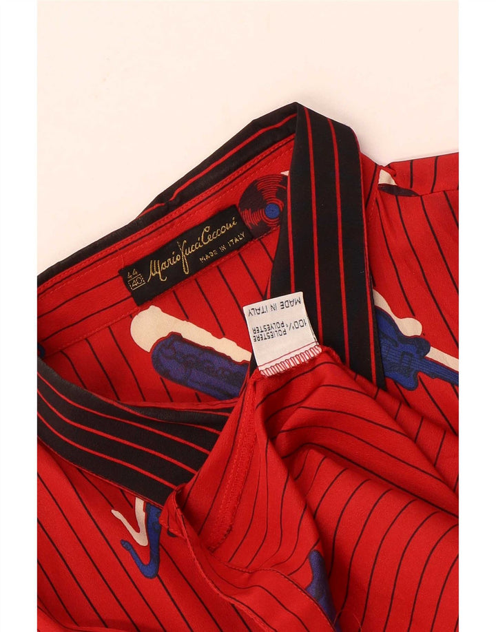 Mario Pucci Cecconi Chemise Femme Chemisier IT 44 Rayure Rouge Moyen