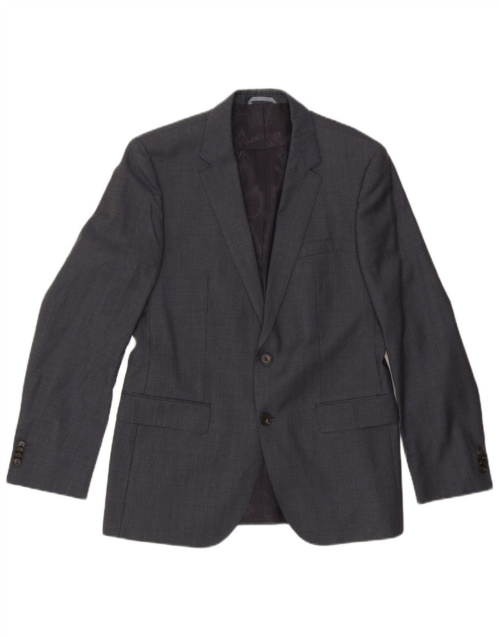Hugo Boss Veste blazer à 2 boutons pour homme EU 48 en laine pied-de-poule gris moyen