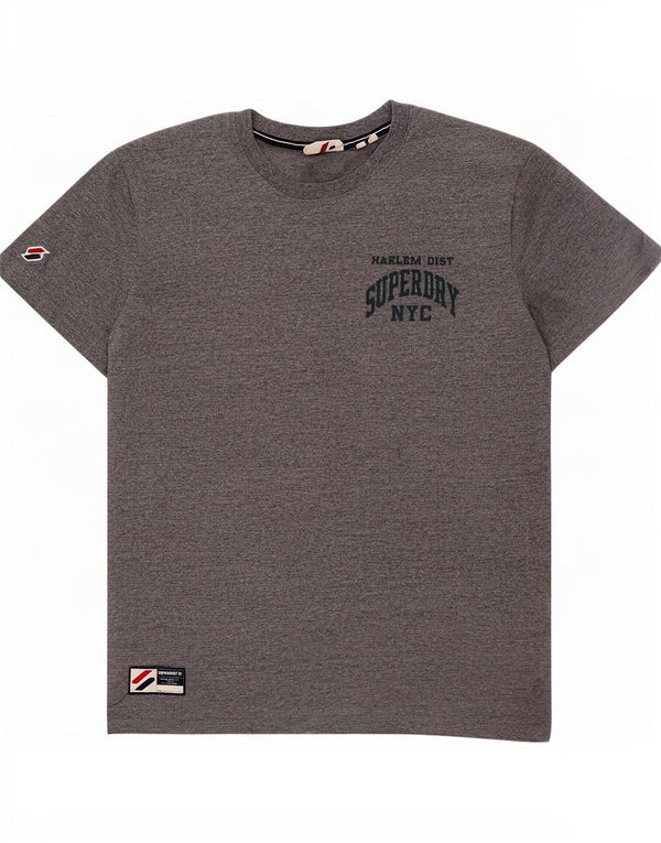 Superdry T-Shirt Graphique Homme Gris Moyen Moucheté Coton