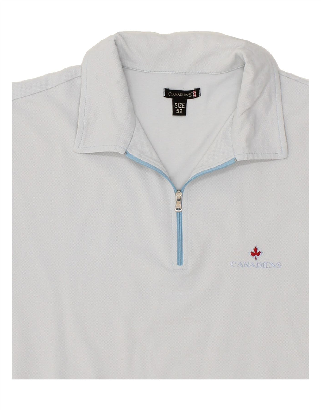 CANADIENS Mens Zip Neck Polo Shirt IT 52 Large Grey Polyamide Vintage Canadiens and Second-Hand Canadiens from Messina Hembry 