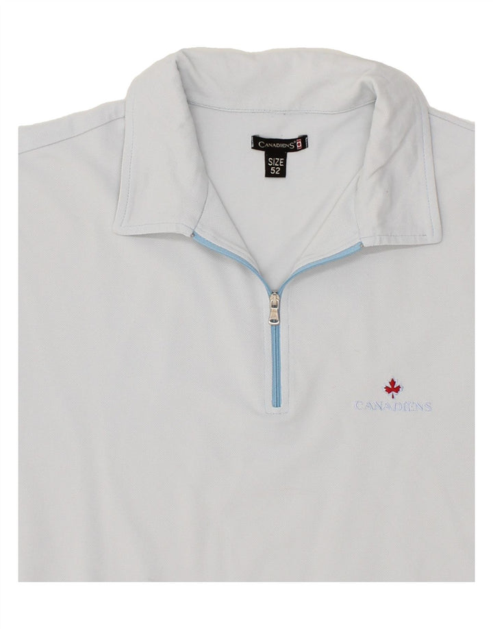 CANADIENS Mens Zip Neck Polo Shirt IT 52 Large Grey Polyamide Vintage Canadiens and Second-Hand Canadiens from Messina Hembry 