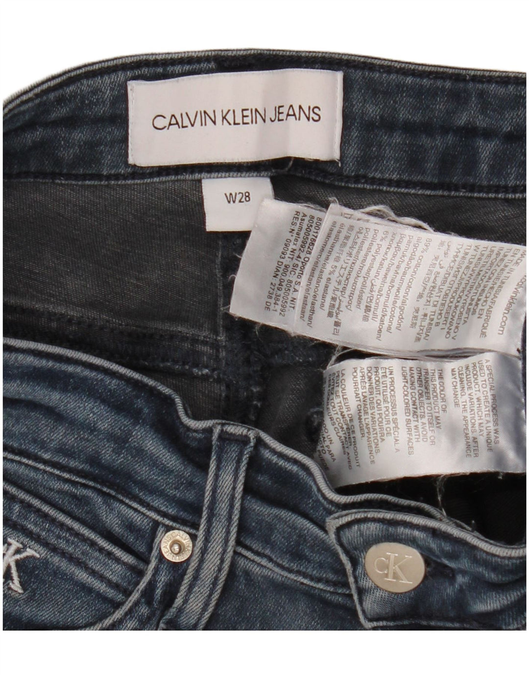 CALVIN KLEIN Femme Jean Skinny Taille Mi-Haute W28 L27 Bleu Coton