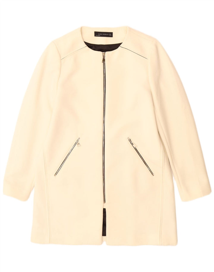 Zara Femme Pardessus UK 16 Large Off White Polyester