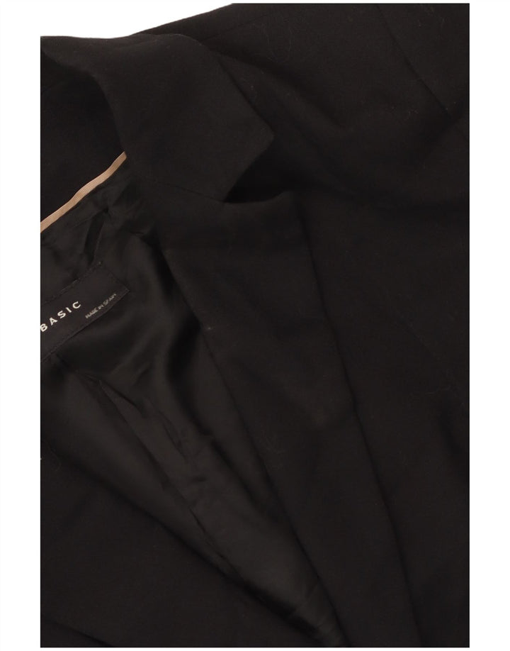 Zara Femme 1 Bouton Blazer Veste EU 38 Petit Noir Polyester