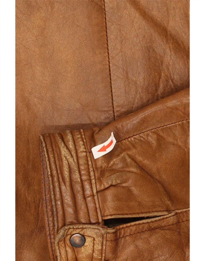 veste en cuir homme vintage IT 56 2XL Marron
