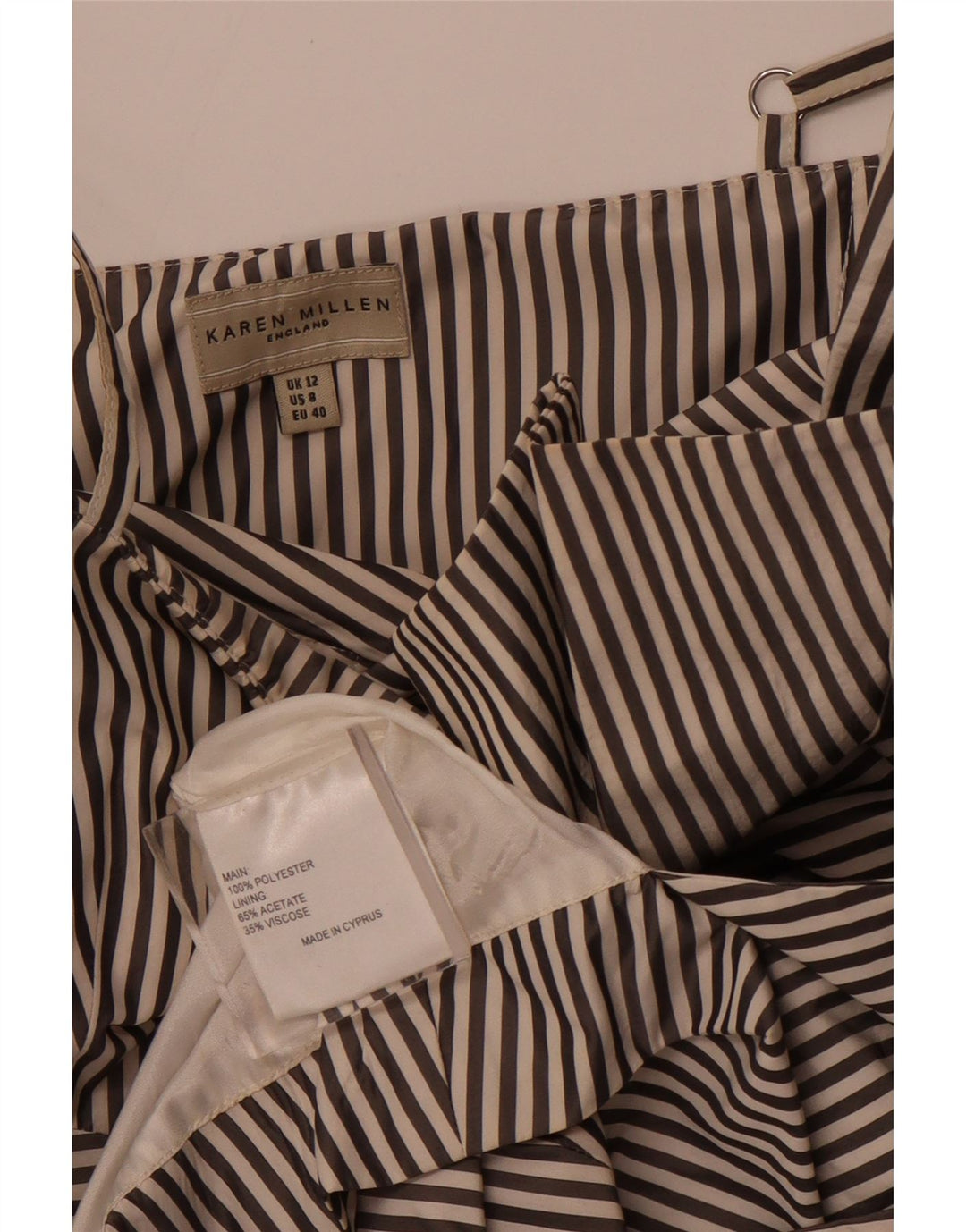 KAREN MILLEN Robe trapèze asymétrique pour femme UK 12 Medium Noir Rayé