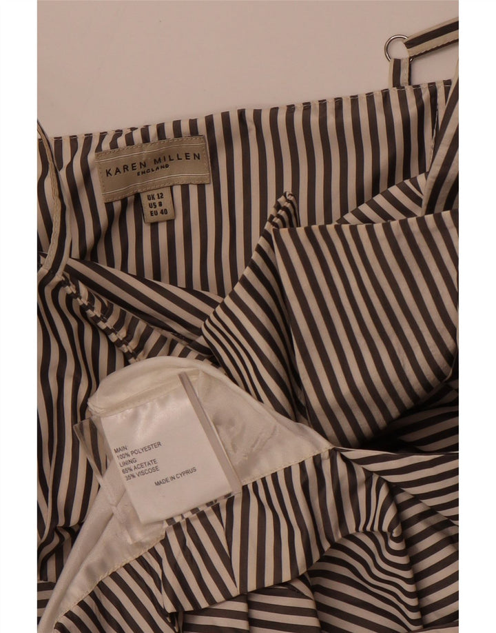 KAREN MILLEN Robe trapèze asymétrique pour femme UK 12 Medium Noir Rayé