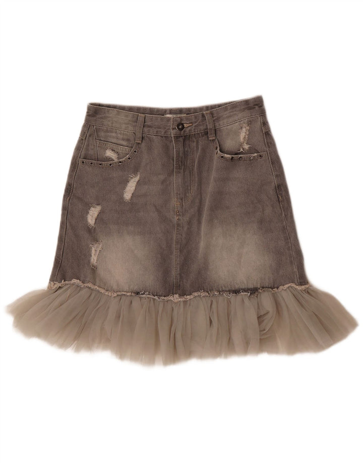 OVS Jupe en jean vieilli pour femme Medium W27 Gris Coton