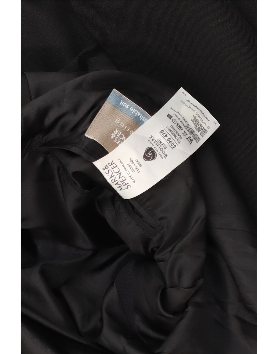 Marks & Spencer Veste blazer à 2 boutons pour homme UK 46 XL Laine noire