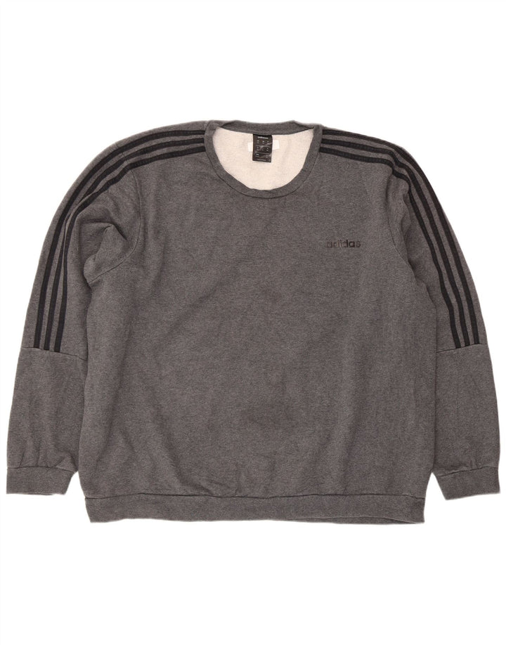 Adidas Mens Regular Fit Sweatshirt Jumper 2XL Gris Coton