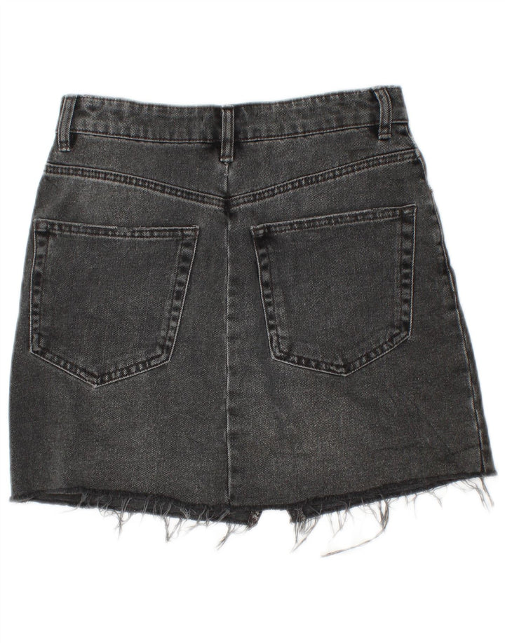 Zara Femme Mini Jupe En Jean Petit W26 Coton Noir